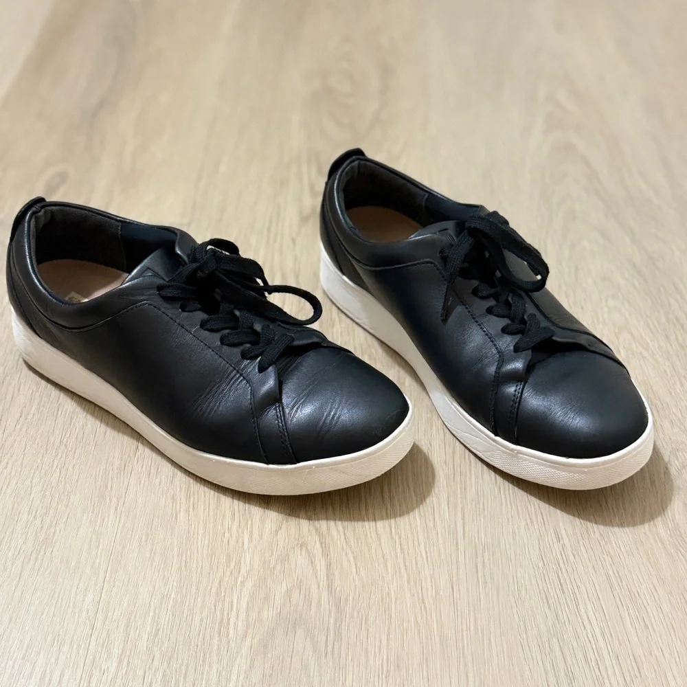 FitFlop Black Leather Comfort Sneakers Lace Up Walking Shoes Women US 8.5 EU 40 - Picture 8 of 12